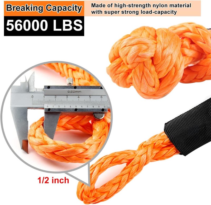 JCHL Soft Shackle Synthetic Road Recovery Rope 1/2' X 23 Inch 56000LBS Breaking Strength Tow Shackles for Sailing SUV Off Road Towing ATV Recovery 2 Pack - Image 2